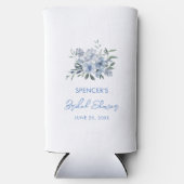 Elegant Bloemen Stoffig Blauw Vrijgezellenfeest Fa Seltzer Blikjeskoeler (Voorkant)