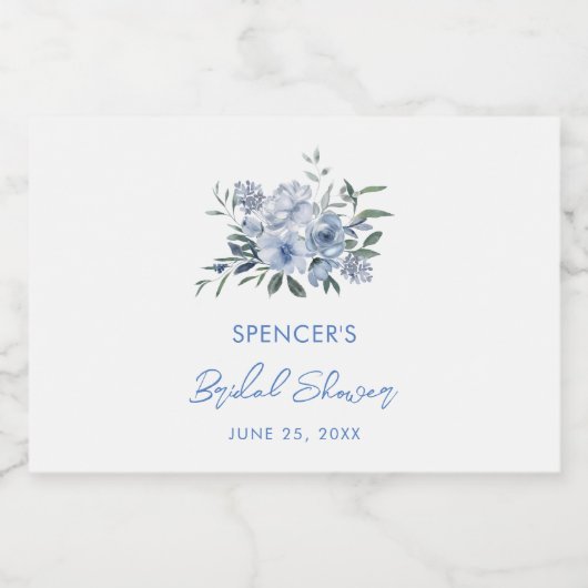 Elegant Bloemen Stoffig Blauw Vrijgezellenfeest Fa Sparkling Wijnetiket (Enkel label)