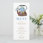 Elegant Bloemen Stoffig Blauw Vrijgezellenfeest Te Menu (Staand voorkant)