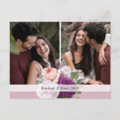 Elegant  Bloemen Stoffig Mauve Save the Date Aankondigingskaart (Voorkant)