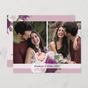 Elegant Bloemen Stoffig Mauve Save the Date Briefkaart
