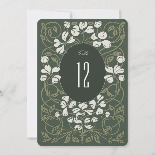 Elegant  Bloemen Tafel Nummer Kaart (Achterkant)