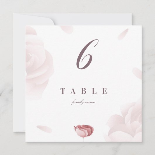 Elegant Bloemen Tafel Nummer Kaart (Voorkant)