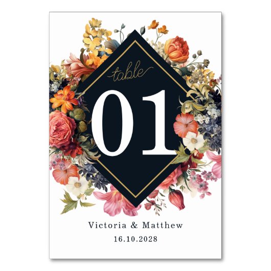 Elegant bloemen  tafel nummer ontwerp. kaart (Voorkant)