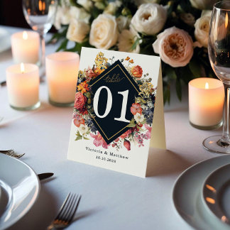 Elegant bloemen  tafel nummer ontwerp. kaart