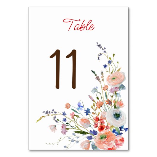 Elegant Bloemen Tafelnummer (Achterkant)