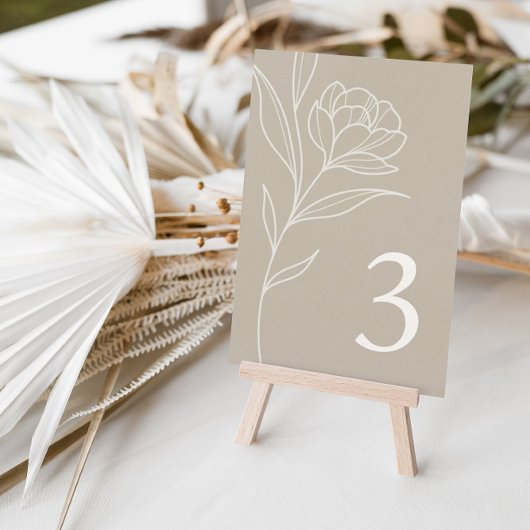 Elegant Bloemen Taupe Tafel Nummer Kaarten
