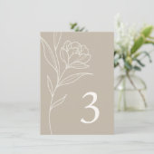 Elegant Bloemen Taupe Tafel Nummer Kaarten (Staand voorkant)