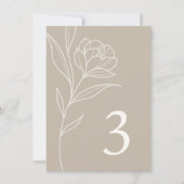 Elegant Bloemen Taupe Tafel Nummer Kaarten (Voorkant)