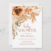 Elegant Bloemen Terracotta Herfst Baby shower Kaart (Voorkant)