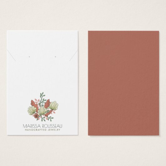 Elegant Bloemen Terracotta Oorbel Ketting Visitekaartje (Voorkant /achterkant)