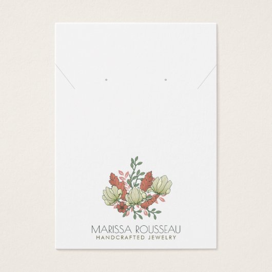 Elegant Bloemen Terracotta Oorbel Ketting Visitekaartje (Voorkant)