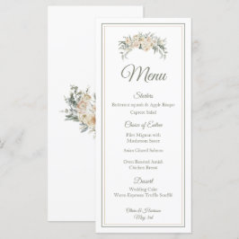 Elegant Bloemen Trouwmenu – Cream & Sage Green S