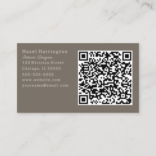 Elegant Bloemen Visitekaartje Modern Zwart Beige (Achterkant)