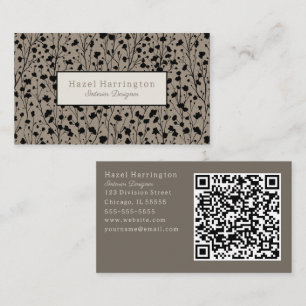 Elegant Bloemen Visitekaartje Modern Zwart Beige