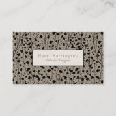 Elegant Bloemen Visitekaartje Modern Zwart Beige (Voorkant)