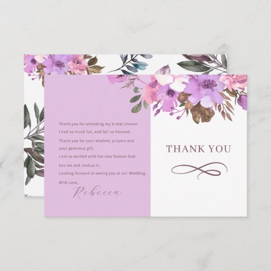 Elegant Bloemen Vrijgezellenfeest Flat Dank u kaar Bedankkaart (Voorkant / Achterkant)