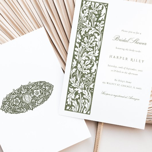 Elegant Bloemen Vrijgezellenfeest Olijfroom Kaart