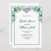 Elegant Bloemen Vrijgezellenfeest Uitnodiging Kaar (Voorkant / Achterkant)