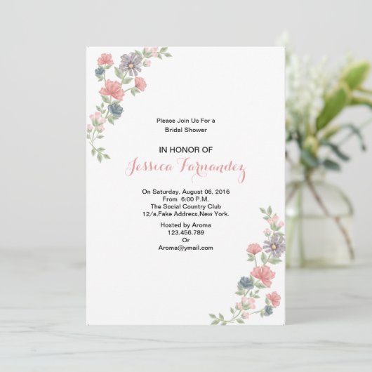 Elegant Bloemen Vrijgezellenfeest Uitnodiging Kaar (Staand voorkant)