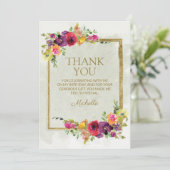 Elegant  Bloemen Vrouwen Verjaardag Dank u Bedankkaart (Staand voorkant)