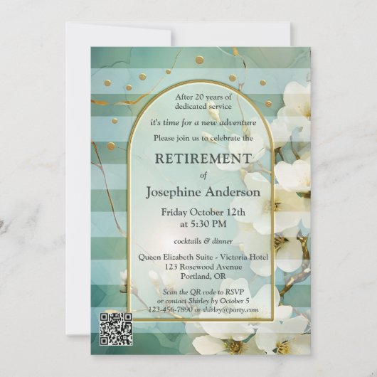 Elegant Bloemen Waterverf Art Pensioen Partij Kaart (Voorkant)