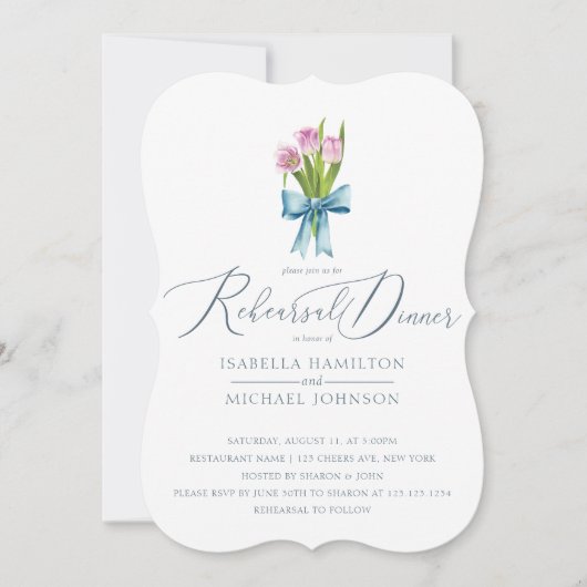 Elegant Bloemen Waterverf Bruiloft repetitie Diner Kaart (Voorkant)