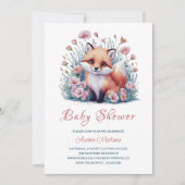 Elegant Bloemen Waterverf Fox Baby shower Kaart (Voorkant)