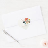 Elegant Bloemen Waterverf Paar Bruiloft Hart Sticker (Envelop)
