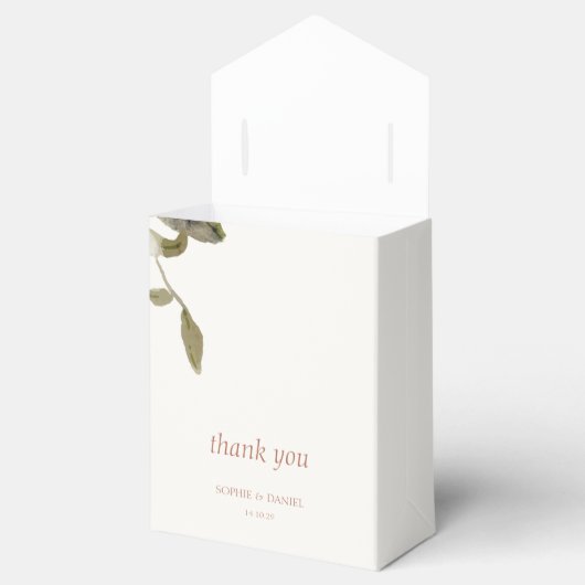 Elegant Bloemen Waterverf Paar Initialen Bruiloft Bedankdoosjes (Geopend)