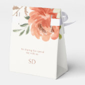 Elegant Bloemen Waterverf Paar Initialen Bruiloft Bedankdoosjes (Achterkant)