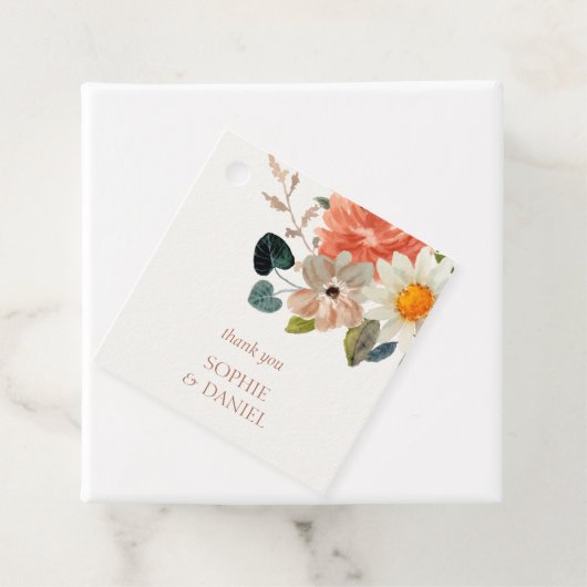 Elegant Bloemen Waterverf Paar Initialen Bruiloft Bedankjes Labels (In situ)