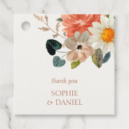 Elegant Bloemen Waterverf Paar Initialen Bruiloft Bedankjes Labels