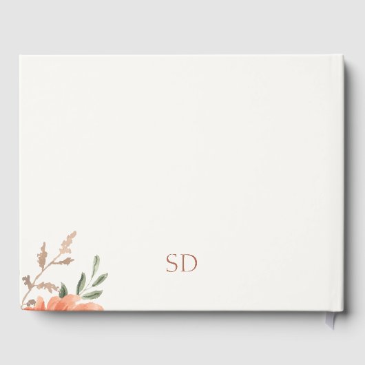 Elegant Bloemen Waterverf Paar Initialen Bruiloft Gastenboek (Achterkant)