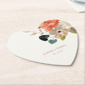 Elegant Bloemen Waterverf Paar Initialen Bruiloft Kartonnen Onderzetters (Gekanteld)