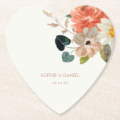 Elegant Bloemen Waterverf Paar Initialen Bruiloft Kartonnen Onderzetters (Voorkant)