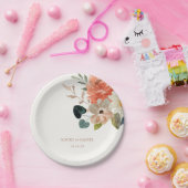 Elegant Bloemen Waterverf Paar Initialen Bruiloft Papieren Bordje (Feest)