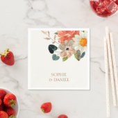 Elegant Bloemen Waterverf Paar Initialen Bruiloft Servet (Insitu)