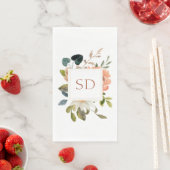 Elegant Bloemen Waterverf Paar Initialen Bruiloft Servet (Insitu)