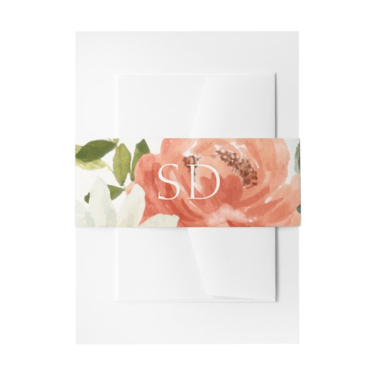 Elegant Bloemen Waterverf Paar Initialen Bruiloft Uitnodigingen Wikkel (Voorkant Voorbeeld)