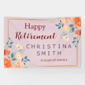 Elegant Bloemen Waterverf Pensioen Partij Spandoek (Horizontaal)