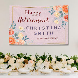 Elegant Bloemen Waterverf Pensioen Partij Spandoek