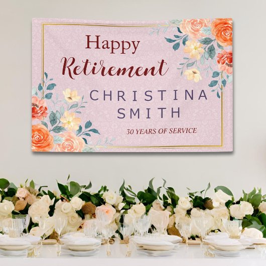 Elegant Bloemen Waterverf Pensioen Partij Spandoek