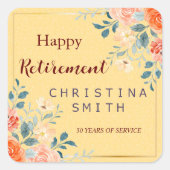  Elegant Bloemen Waterverf Pensioen Partij Vierkante Sticker (Voorkant)