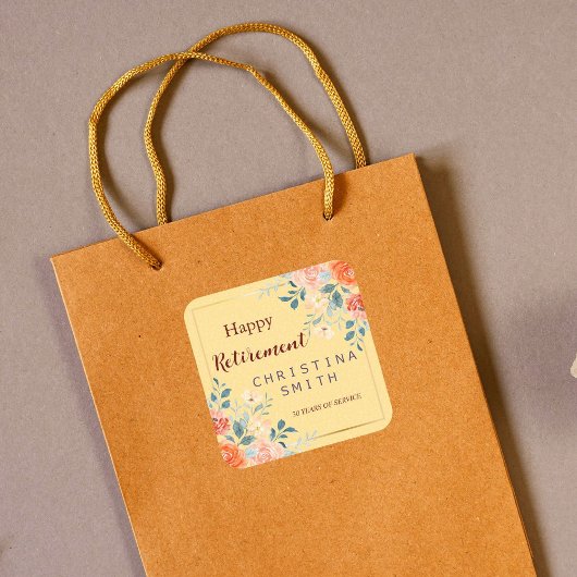  Elegant Bloemen Waterverf Pensioen Partij Vierkante Sticker