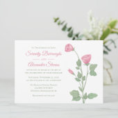 Elegant Bloemen Waterverf Roze Bloemen Bruiloft Kaart (Staand voorkant)