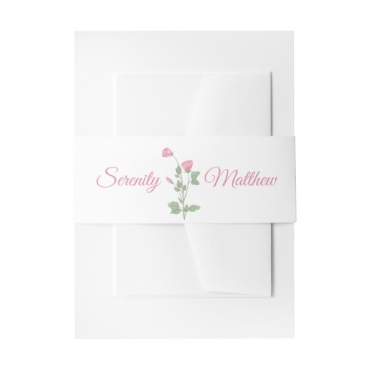 Elegant Bloemen Waterverf Roze Bloemen Bruiloft Uitnodigingen Wikkel (Voorkant Voorbeeld)