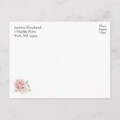 Elegant Bloemen Waterverf Roze Rozen Vrijgezellenf Uitnodiging Briefkaart (Achterkant)