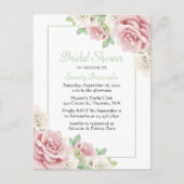 Elegant Bloemen Waterverf Roze Rozen Vrijgezellenf Uitnodiging Briefkaart (Voorkant)