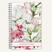 Elegant Bloemen Waterverf Roze Wit Notitieboek (Voorkant)